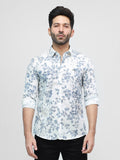 Men's White & Blue Casual Shirt - FMTS21-31516