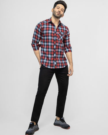 Men's Maroon Casual Shirt - FMTS21-31501