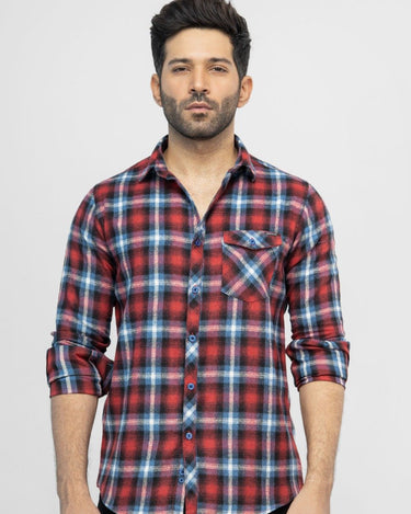 Men's Maroon Casual Shirt - FMTS21-31501