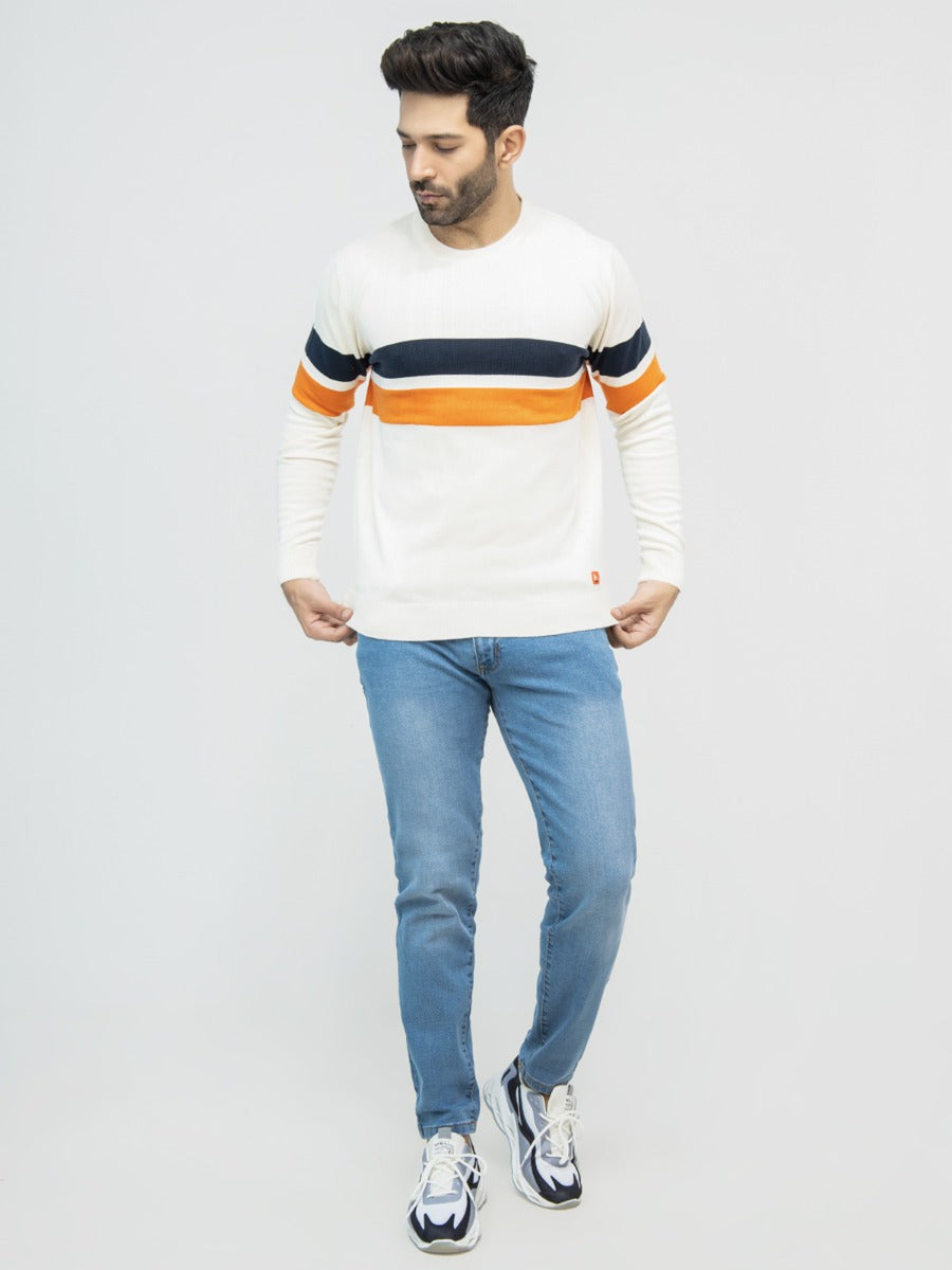 Men's Off White Navy Sweater - FMTSWT21-001
