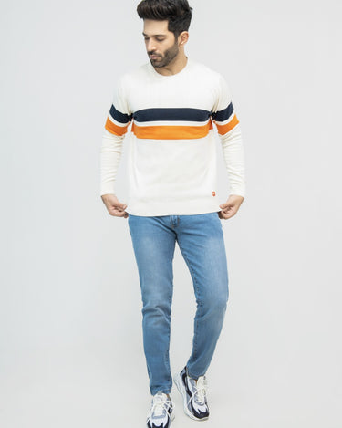 Men's Off White Navy Sweater - FMTSWT21-001