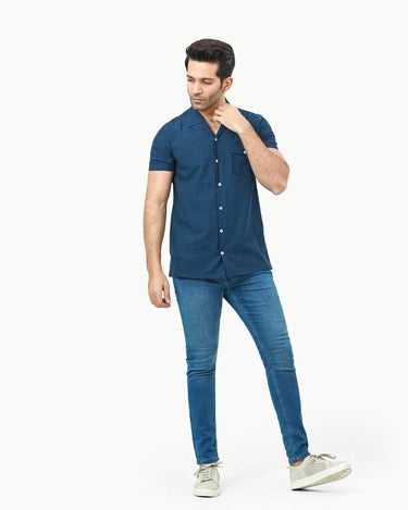 Men's Blue Casual Shirt - FMTS22-31748
