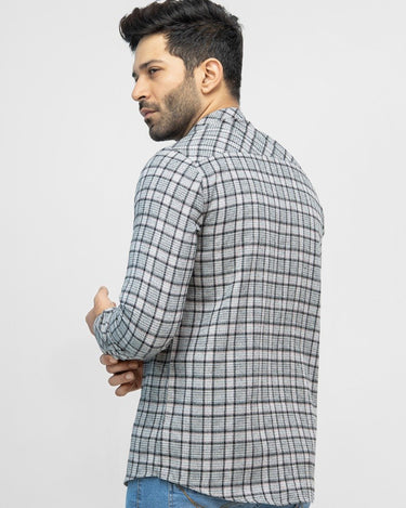 Men's Grey & Black Casual Shirt - FMTS21-31506