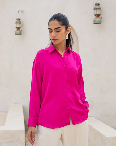 Pink button down shirt women's best sale