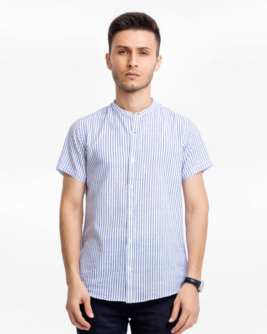 Striped Mao Collar Shirt - FMTS23-32031