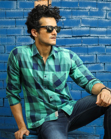 Men's Green Casual Shirt - FMTS17-31138