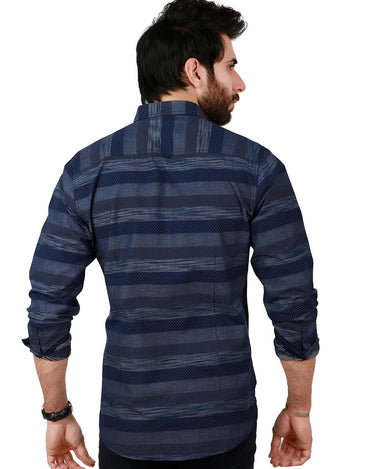 Men's Navy Blue Casual Shirt - FMTS19-31173