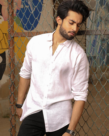 Men's White Casual Shirt - FMTS18-31207