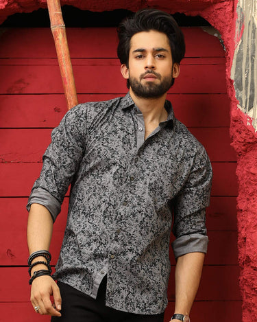 Men's Charcoal Grey Casual Shirt - FMTS18-31208