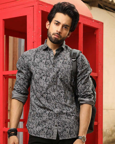 Men's Charcoal Grey Casual Shirt - FMTS18-31208