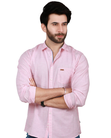 Men's Light Pink Casual Shirt - FMTS19-31318