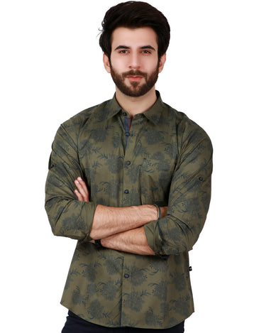 Men's Olive Casual Shirt - FMTS19-31338