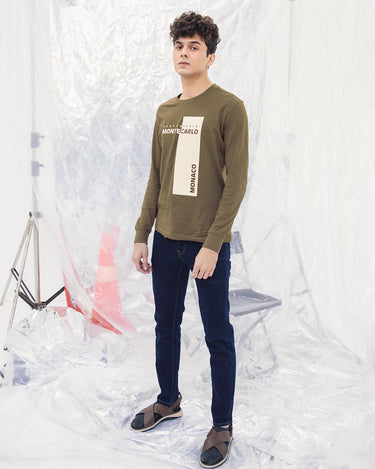 Men's Brown Crew Neck Graphic Tee - FMTTF20C-003