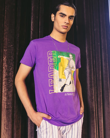 Men's Purple Crew Neck Graphic Tee - FMTGT21-032