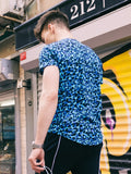 Men's Teal Blue Printed Tee - FMTPT21-004