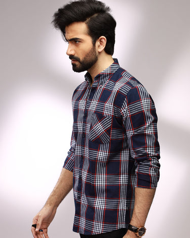 Men's Blue Casual Shirt - FMTS20-31368