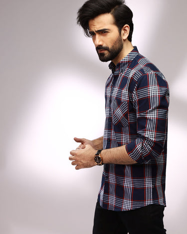 Men's Blue Casual Shirt - FMTS20-31368