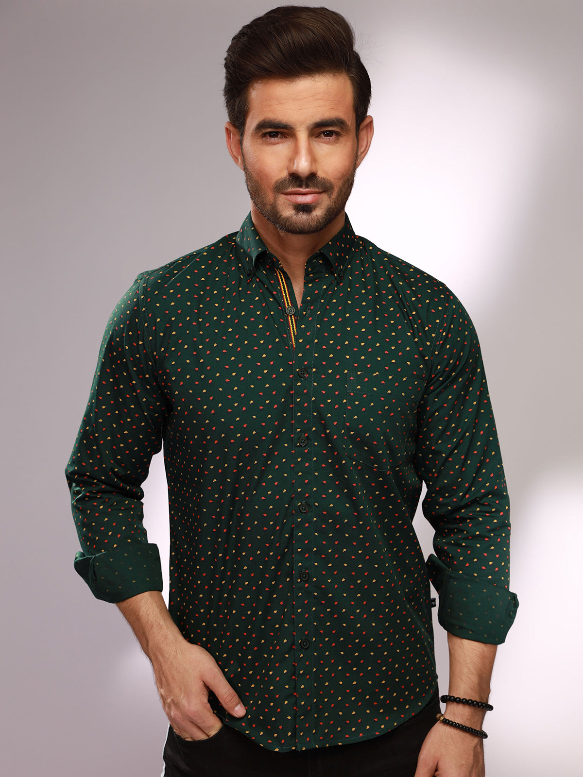 Men's Green Casual Shirt - FMTS20-31409
