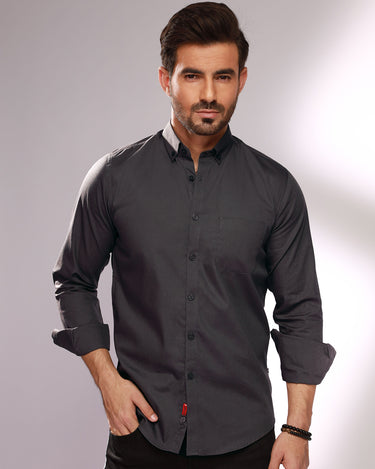 Men's Charcoal Grey Casual Shirt - FMTS20-31404