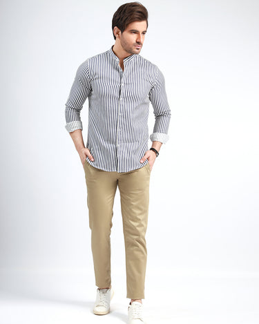 Men's Blue & White Casual Shirt - FMTS21-31459