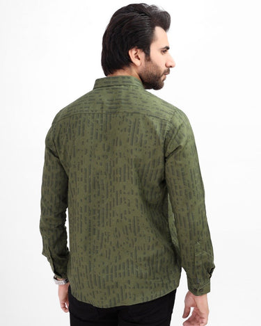 Men's Olive Green Casual Shirt - FMTS21-31480