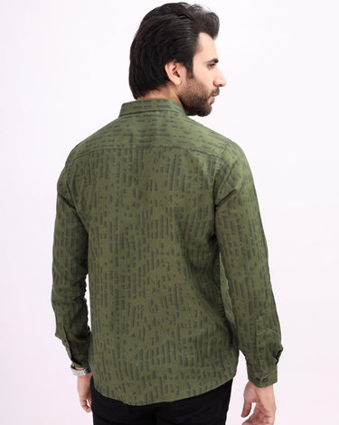 Men's Olive Green Casual Shirt - FMTS21-31480