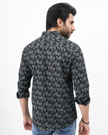 Men's Black & Grey Casual Shirt - FMTS21-31487