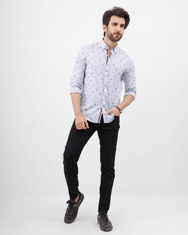 Men's Blue White Casual Shirt - FMTS21-31498