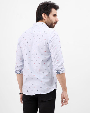 Men's Blue White Casual Shirt - FMTS21-31498