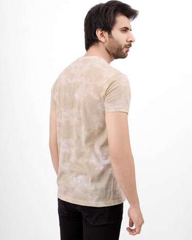 Men's White Beige Printed Tee - FMTPT21-015