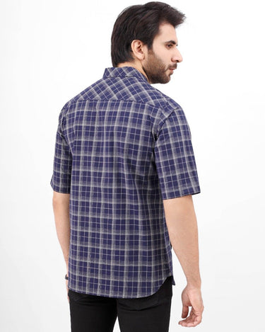 Men's Blue Grey Casual Shirt - FMTS22-31478