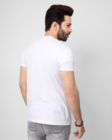 Men's White Crew Neck Graphic Tee - FMTGT21-024