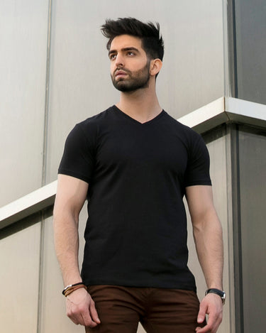 Stretch Fit V-Neck Basic Tee - FMTBS19-009