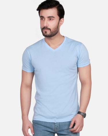 Men's Sky Blue Basic T-Shirt - FMTBT19-070