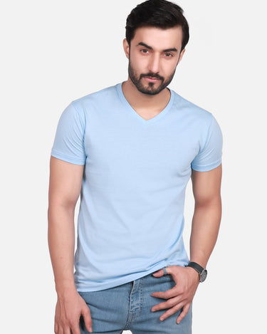 Men's Sky Blue Basic T-Shirt - FMTBT19-070