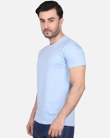 Men's Sky Blue Basic T-Shirt - FMTBT19-071