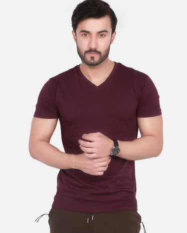 Men's Magenta Basic T-Shirt - FMTBT19-073