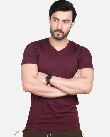 Men's Magenta Basic T-Shirt - FMTBT19-073