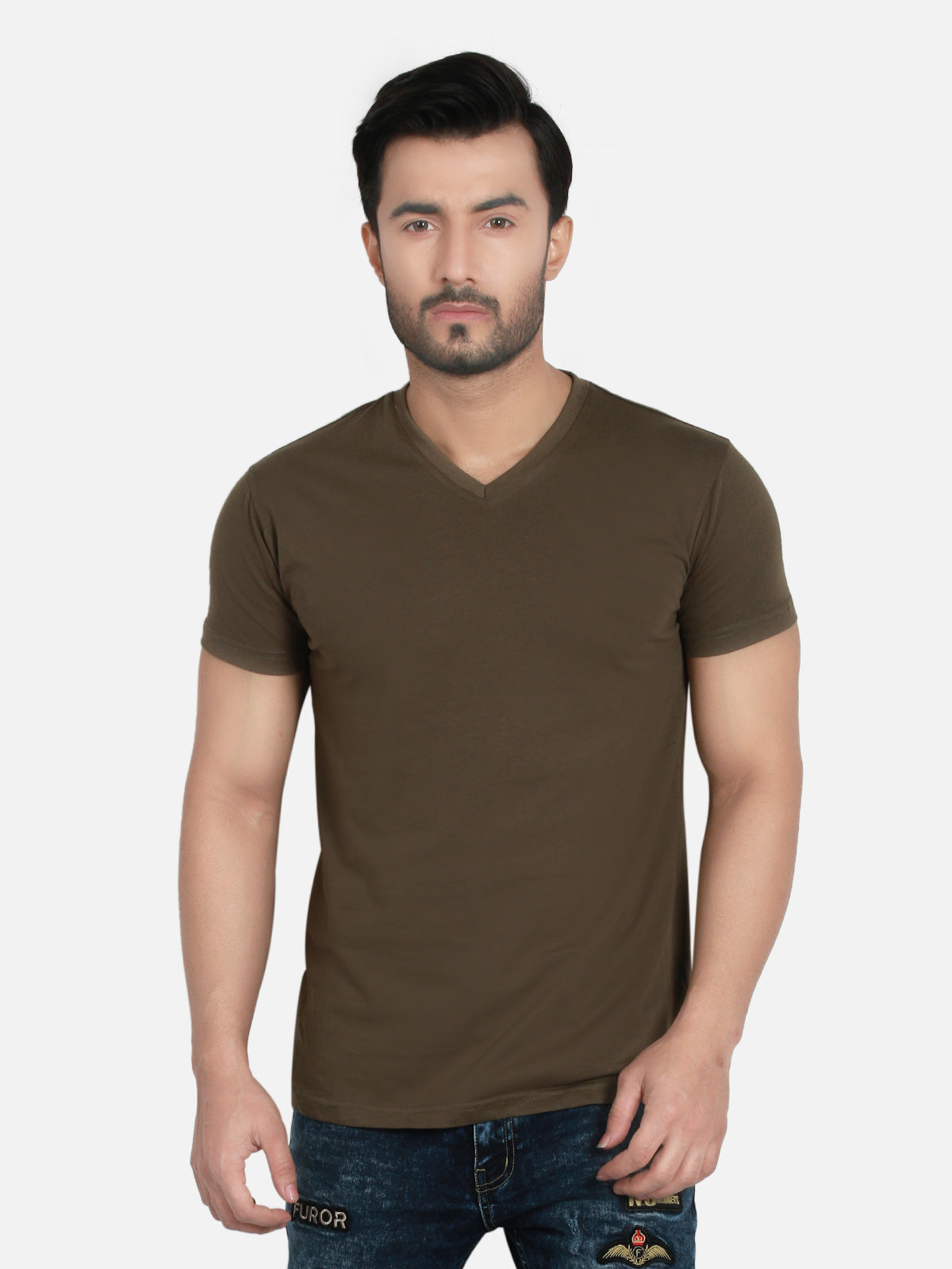 Regular Fit V-Neck Basic Tee - FMTBT19-016