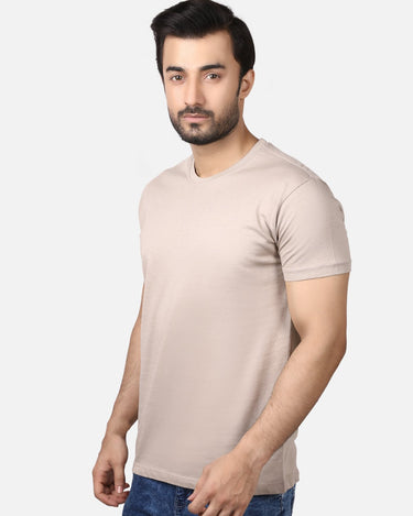 Men's Beige Basic T-Shirt - FMTBT19-018