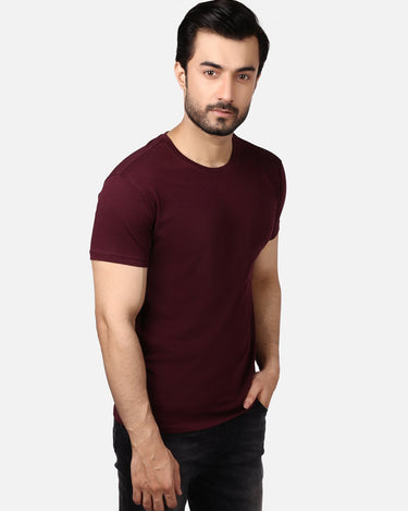 Men's Burgundy Basic T-Shirt - FMTBT19-024