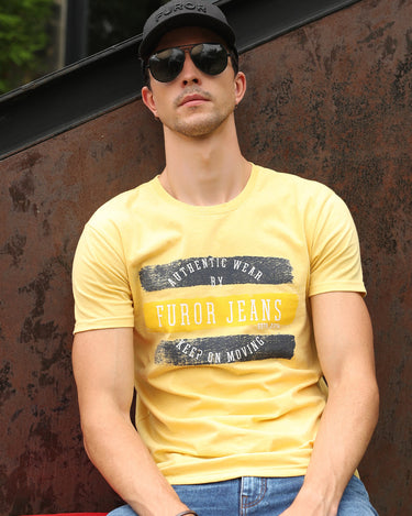 Men's Yellow Graphic Tee - FMTGT19-026