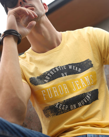 Men's Yellow Graphic Tee - FMTGT19-026