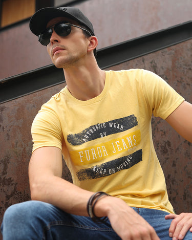 Men's Yellow Graphic Tee - FMTGT19-026