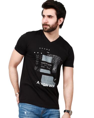 Men's Black Graphic Tee - FMTGT19-037