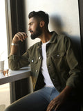Men's Olive Denim Jacket - FMTJD18-008