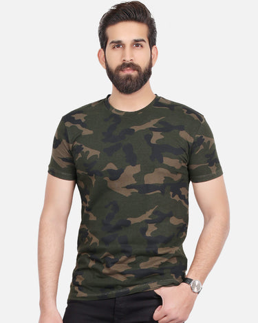 Men's Green Printed Tee - FMTPT18-001