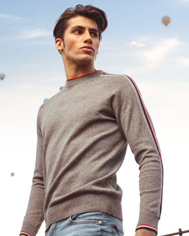 Men's Grey Red Sweater - FMTSWT20-010