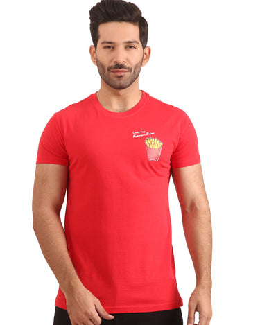 Men's Red Crew Neck Graphic Tee - FMTGT20-003