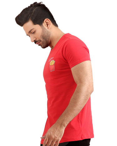 Men's Red Crew Neck Graphic Tee - FMTGT20-003